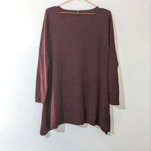 Eileen Fisher Burgundy V-neck Tunic Petite Medium